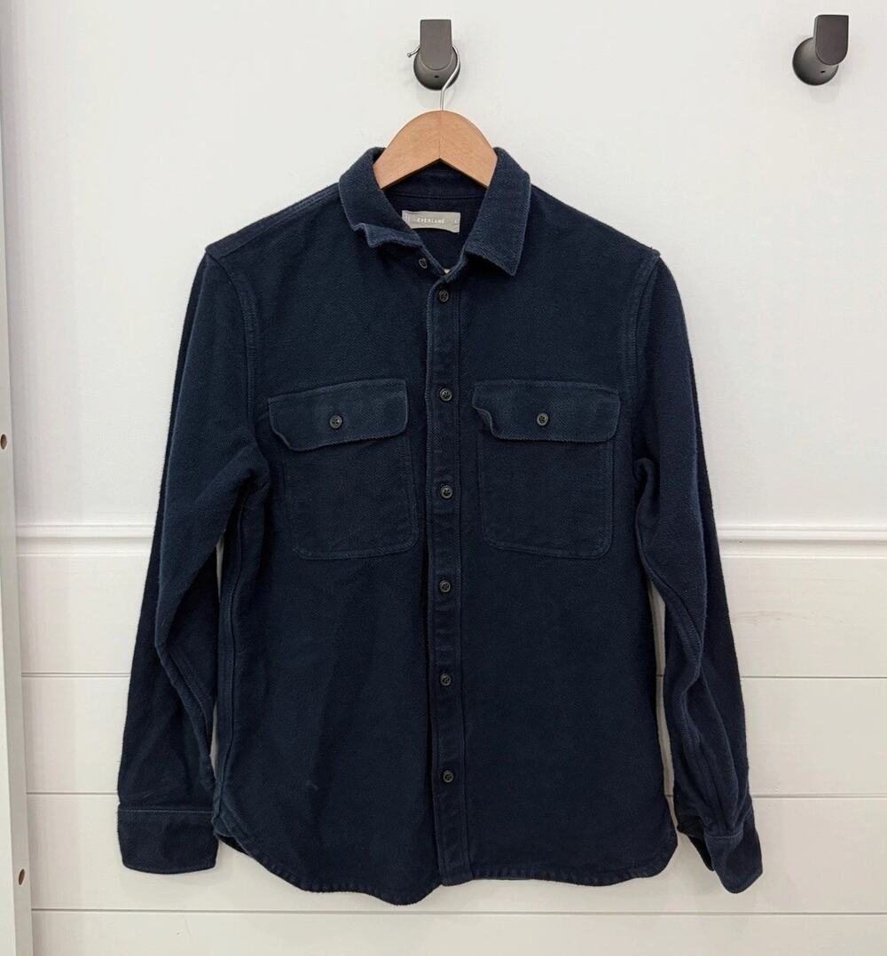 Women’s Everlane Navy Blue Shacket Shirt Jacket Twill 100% Cotton Size Small